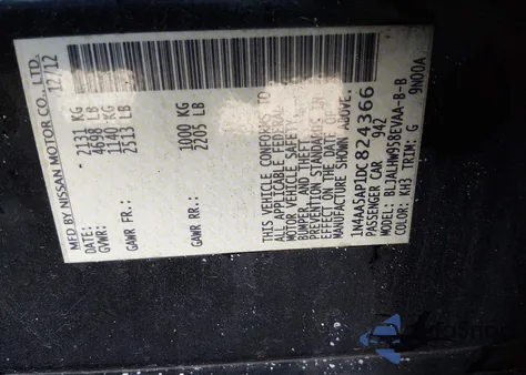 2013 Nissan Maxima 3.5 Sv z USA, uszkodzony, nr VIN 1N4AA5AP1DC824366